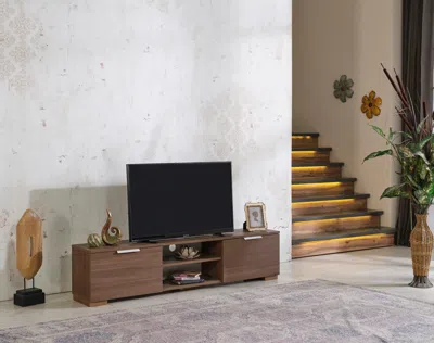 Streamdale Furniture Streamdale Store April Mid Century Modern Tv Stand 2 Door Cabinets 2 Shelves