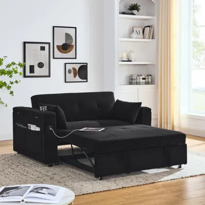 Streamdale Furniture Streamdale 54" Pull-out Sleeper Sofa Bed Double Seat Recliner Sofa Bed