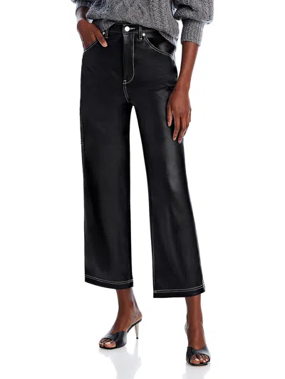BLANKNYC BAXTER WOMENS FAUX LEATHER CROPPED STRAIGHT LEG PANTS 