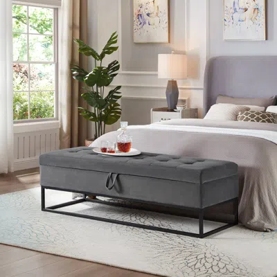 Streamdale Furniture Streamdale 58.6" Bed Bench Metal Base With Storage Velvet