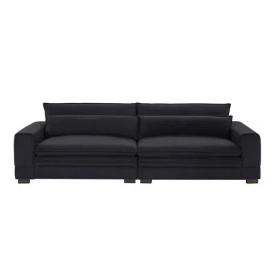 Streamdale Furniture Streamdale 104" Mid Century Modern Black Fabric Couches For Living Room
