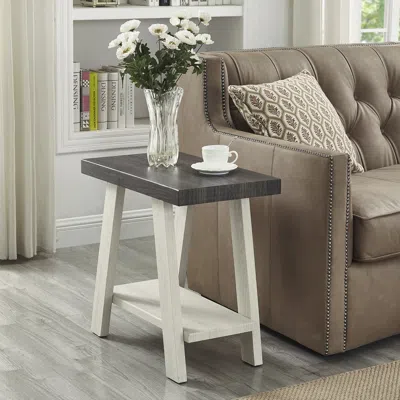 Streamdale Furniture Streamdale Two-tone Wood Shelf Side Table In Weathered Charcoal And Beige
