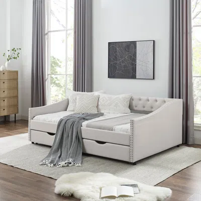 Streamdale Furniture Streamdale Upholstered Daybed With Drawers And Tufted Sofa Bed