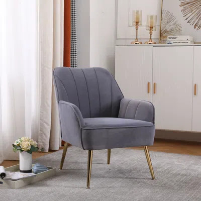 Streamdale Furniture Streamdale Modern Mid Century Chair Velvet Sherpa Armchair For Living Room