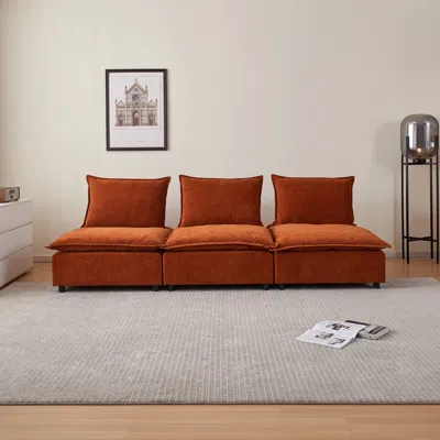 Streamdale Furniture Streamdale Mid-century Modern 3-seater Sofa Couch For Living Room - Modular Sectional Armless Sofa