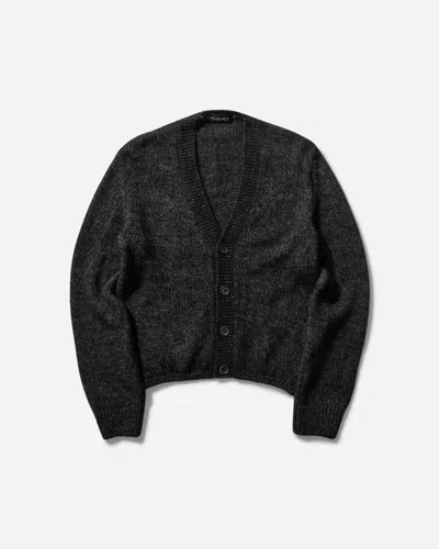 Our Legacy Textured V-neck Cardigan With Button-down Front In Black