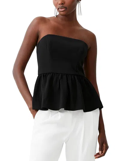 French Connection Harry Suiting Strapless Peplum Top In Black