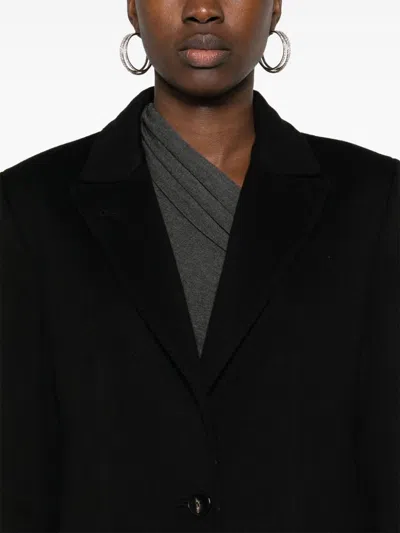 Alberto Biani Single-breasted Wool Coat In Black
