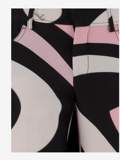 Pucci Emilio  Stretch Nylon Pants With Marble Pattern In Red