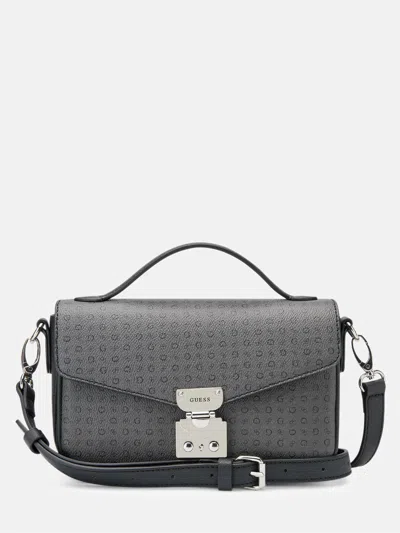 Guess Factory Elaina Micro Print Crossbody In Black