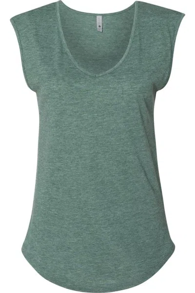 Next Level Women´s Festival Sleeveless Deep V-neck T-shirt In Green