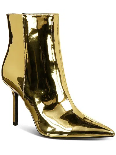 Inc Holand Womens Patent Pointed Toe Booties In Gold