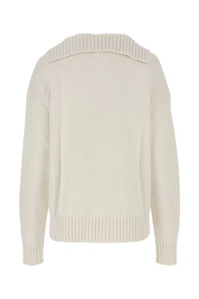 Jil Sander Ivory Cashmere Blend Oversize Sweater In White