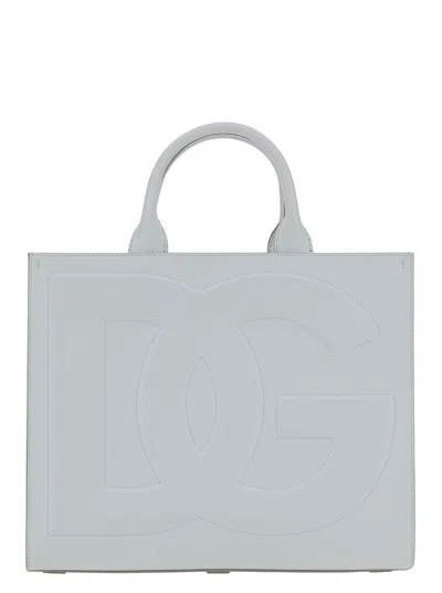 Dolce & Gabbana White Handbag With Tonal Dg Detail In Smooth Leather In White