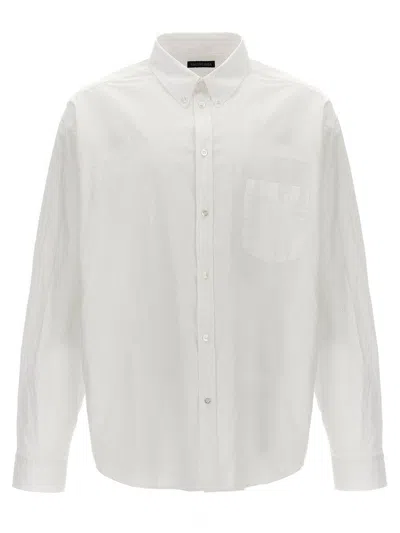 Shop Balenciaga Logo Print Shirt In White