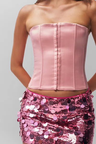Danielle Guizio Ny Satin Corset In Light Pink