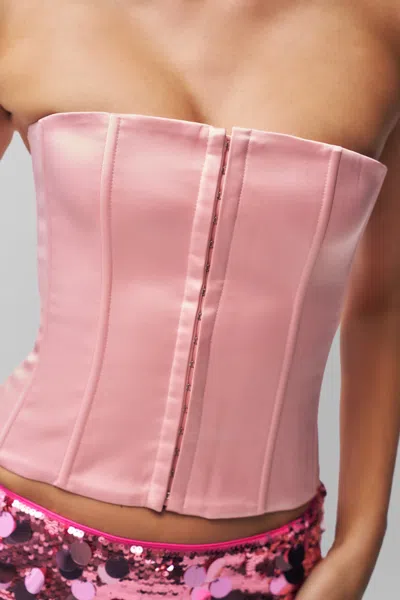 Danielle Guizio Ny Satin Corset In Light Pink