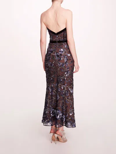 Marchesa Climbing Vines Midi Dress In Crystal Ocean