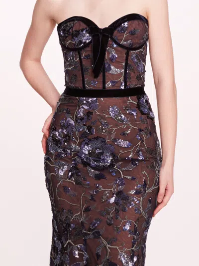 Marchesa Climbing Vines Midi Dress In Crystal Ocean