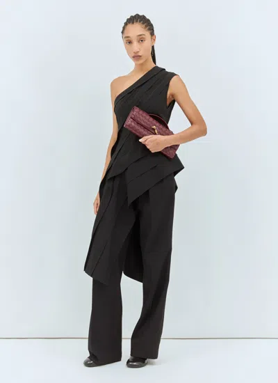 Bottega Veneta Womens Black One-shoulder Asymmetrical Ruched Stretch-woven Top In Black