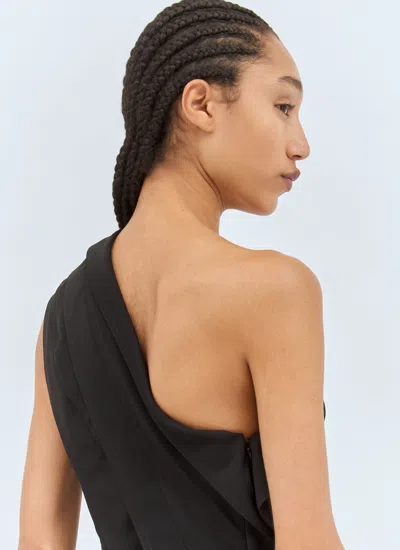 Bottega Veneta Womens Black One-shoulder Asymmetrical Ruched Stretch-woven Top In Black