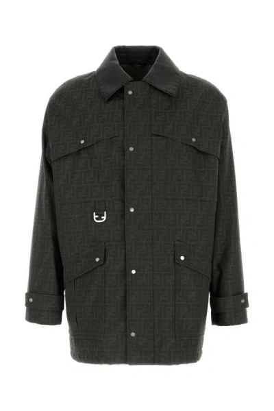 Fendi Man Brown Jackets In Multicolor