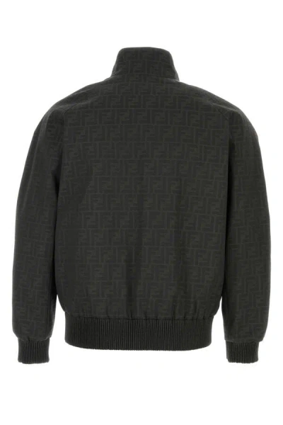 Fendi Embroidered Polyester Blend Bomber Jacket In Black