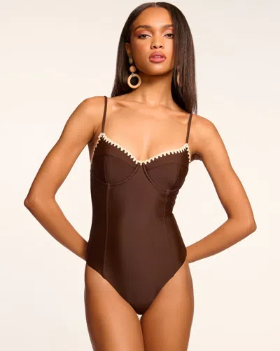 Ramy Brook Addisyn Embroidered Underwire One-piece Swimsuit In Brown In Brown