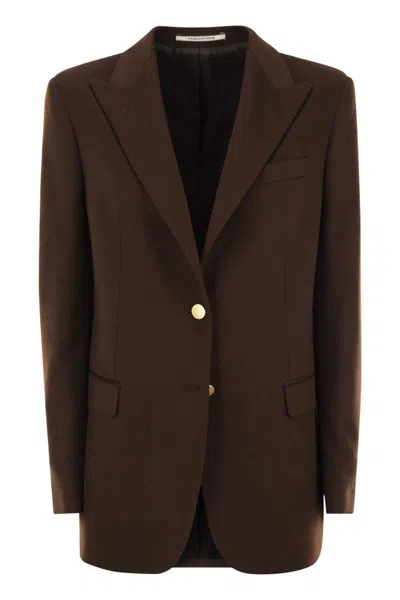 Tagliatore Tailored Cashmere Blazer With Peaked Lapels In Brown