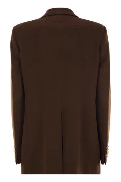 Tagliatore Tailored Cashmere Blazer With Peaked Lapels In Brown