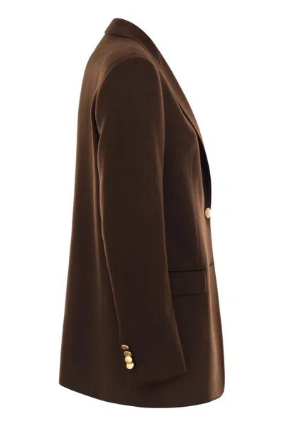 Tagliatore Tailored Cashmere Blazer With Peaked Lapels In Brown