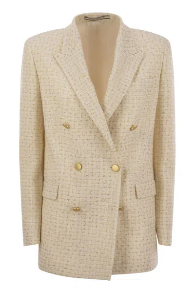 Tagliatore Women's Double-breasted Cotton-blend Blazer In White/gold
