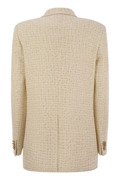 Tagliatore Women's Double-breasted Cotton-blend Blazer In White/gold