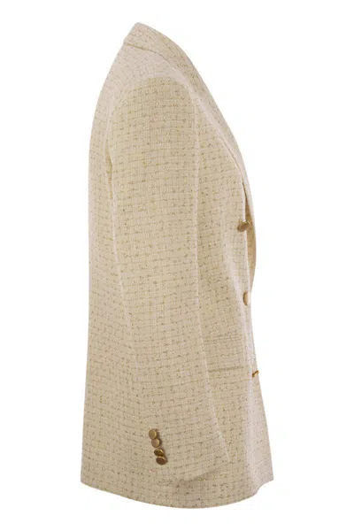 Tagliatore Women's Double-breasted Cotton-blend Blazer In White/gold