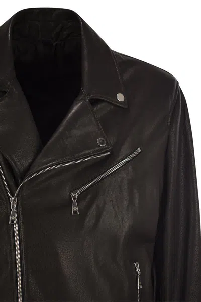 Tagliatore "franklin" Notched Lapels Leather Jacket In Brown