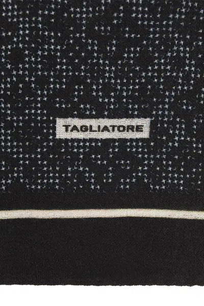 Shop Tagliatore Wool Scarf With Paisley Pattern In Black