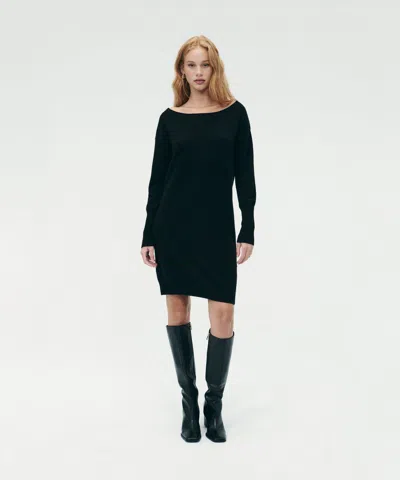 Naadam Cashmere Boatneck Mini Sweater Dress In Black