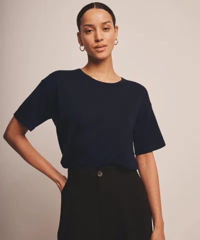 Naadam Fancy Cashmere T-shirt In Navy