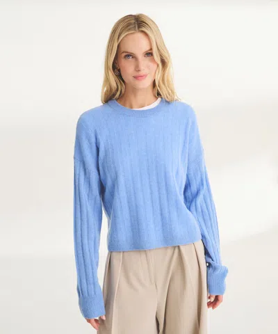 Naadam Lightweight Cashmere Ribbed Cropped Sweater In Sky Heather