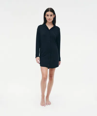 Naadam Pajama Button Up Dress In Black