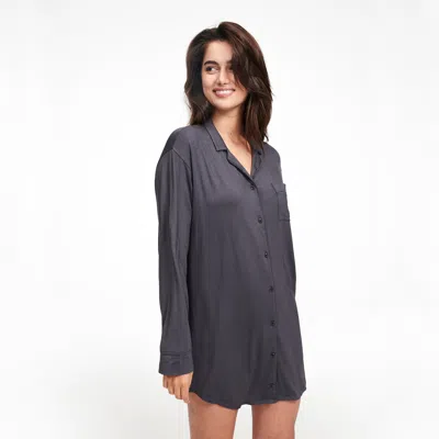 Naadam Pajama Button Up Dress In Granite