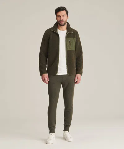 Naadam Sherpa Zip Up Jacket In Olive