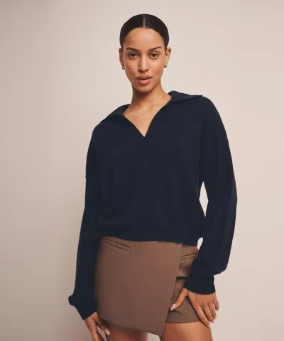 Naadam Cashmere Polo Sweater In Navy