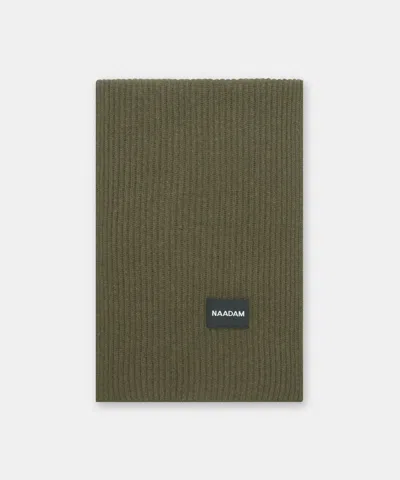 Naadam Signature Cashmere Ribbed Scarf In Moss Green
