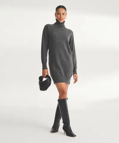Naadam Signature Cashmere Turtleneck Dress In Granite