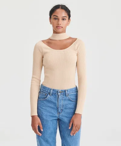 Naadam Silk Cashmere Cutout Turtleneck In Beige