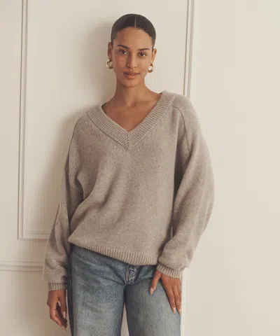 Naadam Super Luxe Cashmere V-neck Sweater In Cement