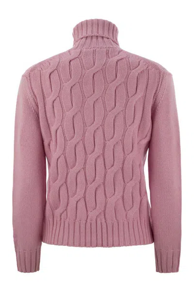 Mc2 Saint Barth Women's Giverny - Cable-knit Turtleneck Jumper Sweater In Pink