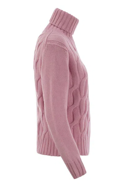 Mc2 Saint Barth Women's Giverny - Cable-knit Turtleneck Jumper Sweater In Pink