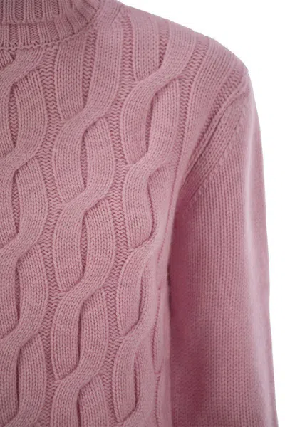 Mc2 Saint Barth Women's Giverny - Cable-knit Turtleneck Jumper Sweater In Pink